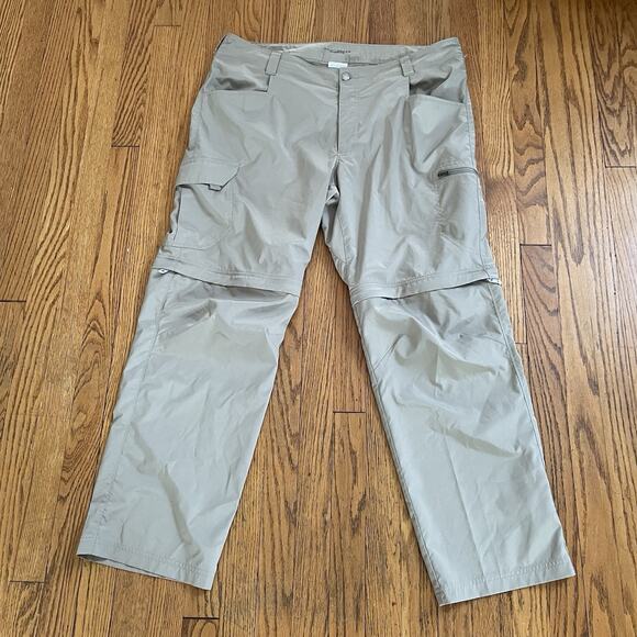 Columbia Silver Ridge Convertible Cargo Hiking Pants Shorts UPF Beige Mens 40 - Picture 1 of 9